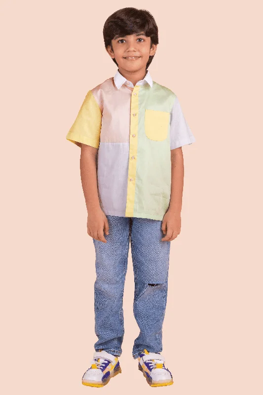 short-sleeved shirts for menPre-Order: Shirt with  Colourful Panelling