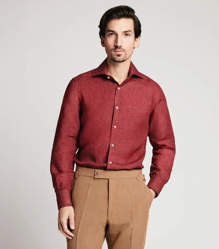 turtlenecks for menRed Linen Shirt