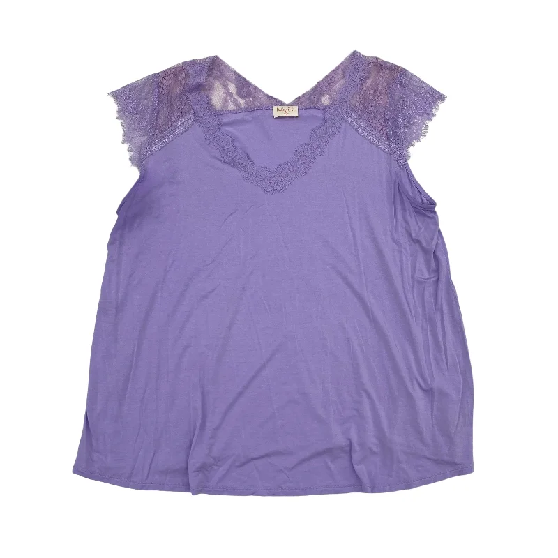 Evening women's topsPURPLE    CLOTHES MENTOR TOP SS, Size 2X