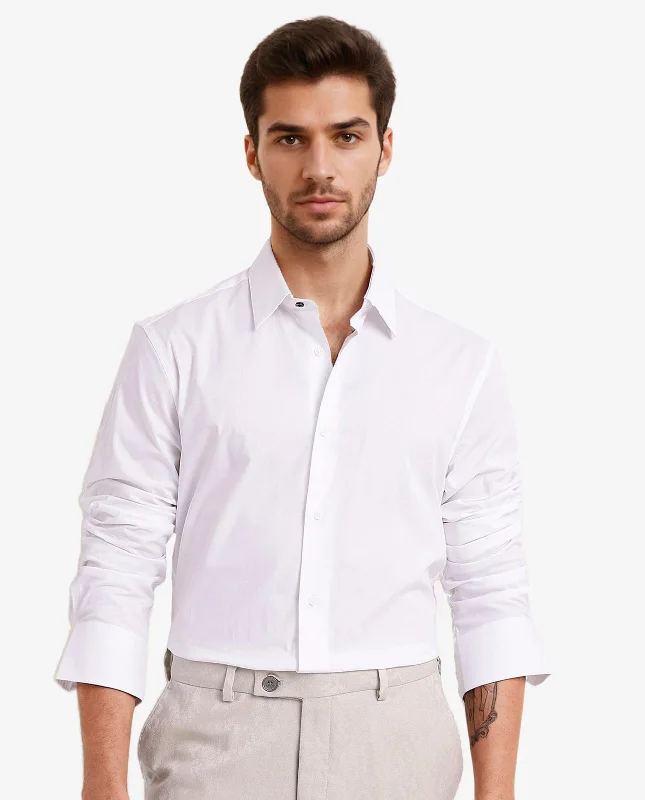 sweaters for menRare Rabbit Men Neutron-9 White Cotton Fabric Full Sleeves Regular Fit Solid Shirt