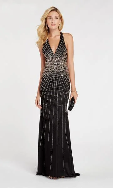 Layering dresses for versatile stylingAlyce Paris - Halter Neck Open Back Beaded Trumpet Dress 60522SC