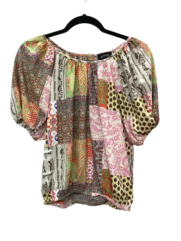 High-low hem women's topsMulti-colored Top Short Sleeve Clothes Mentor, Size S