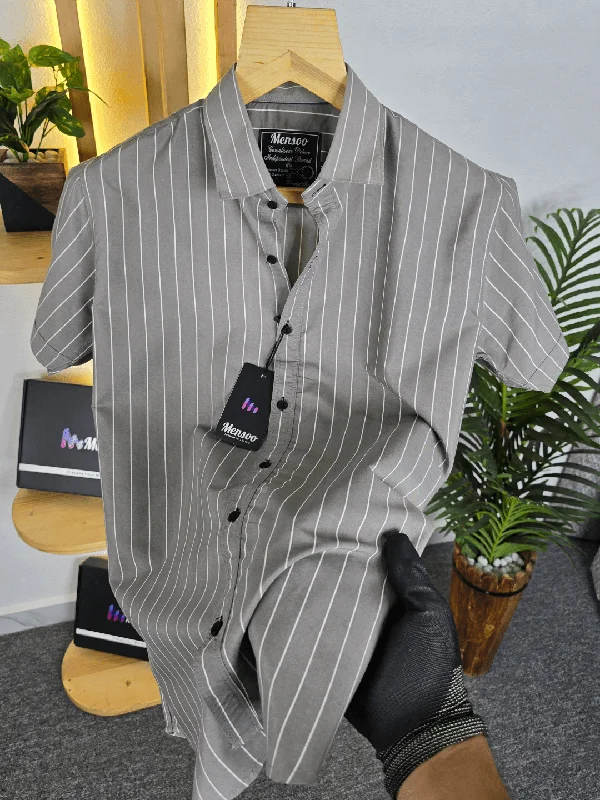 casual vests for menInborn Stripe Shirt Grey