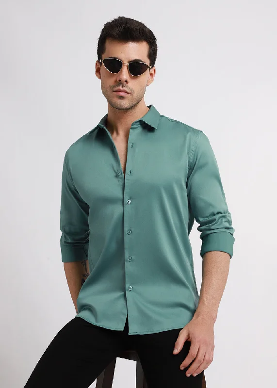 loungewear tops for menAssure Green Satin Shirt