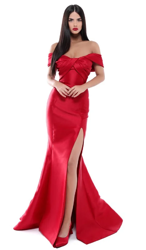 Festival dresses for music and arts eventsTarik Ediz - Off Shoulder High Slit Mermaid Dress 50448