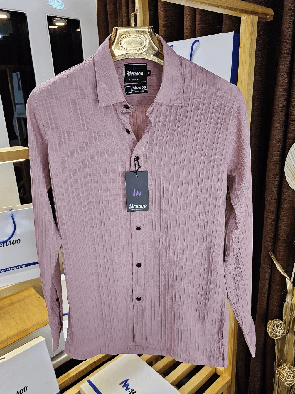 tops with buttons down the front for menEmboss Self Lining Shirt Peach