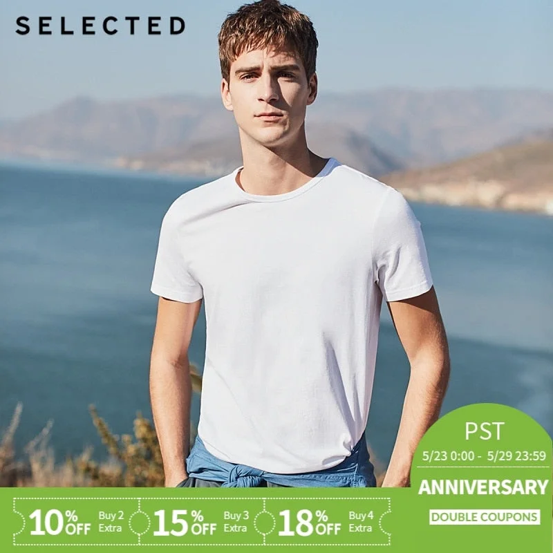 button-up shirts for menCotton Round Neck Casual Solid T-Shirt