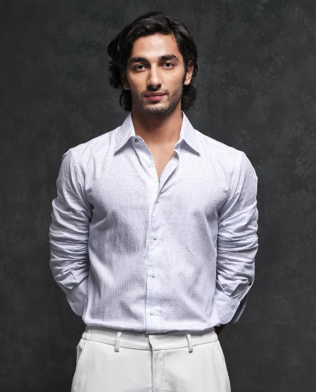 polo shirts for menRare Rabbit Men's Broad White Cotton Fabric Full Sleeves Checks Shirt