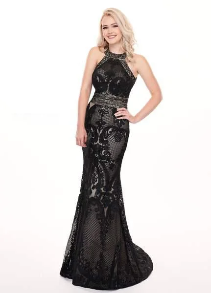 Bridesmaid dresses for womenRachel Allan 6462 - Long Embroidered Halter Mermaid Dress
