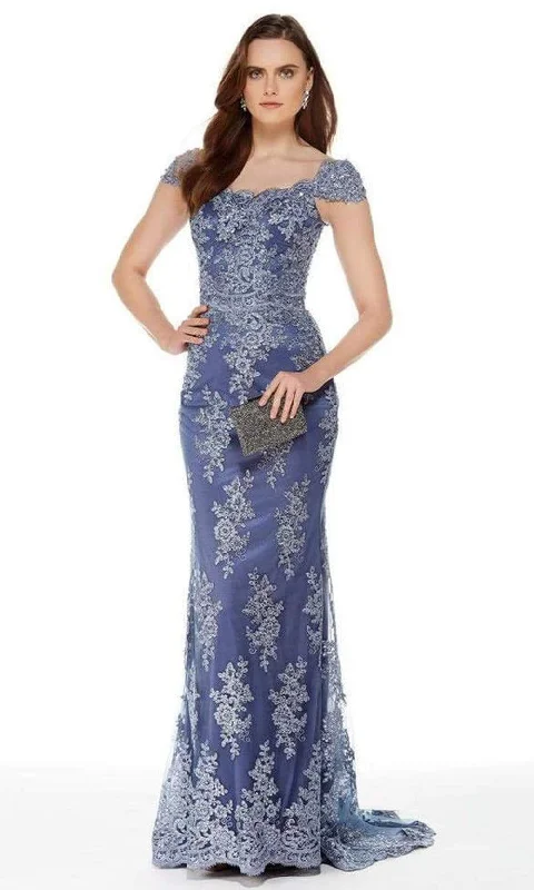 Mother-of-the-bride dressesAlyce Paris - 27042 Scalloped Lace Cap Sleeves Evening Gown