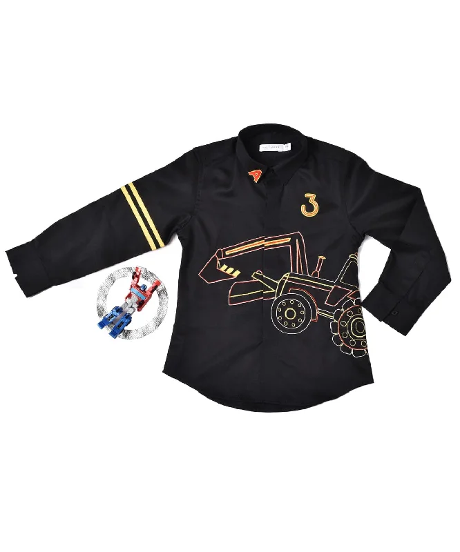 cardigans for menPre-Order: Black Shirt with Tractor Embroidery
