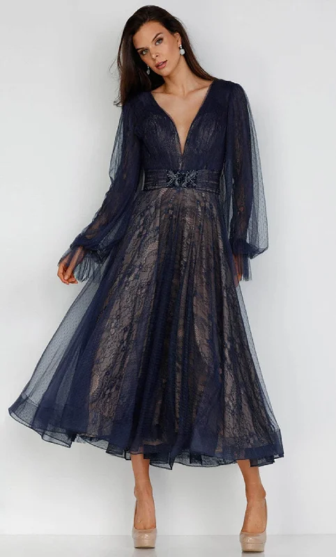 Leather dresses for womenTerani Couture 231C0224 - Plunging V-Neck Cocktail Dress