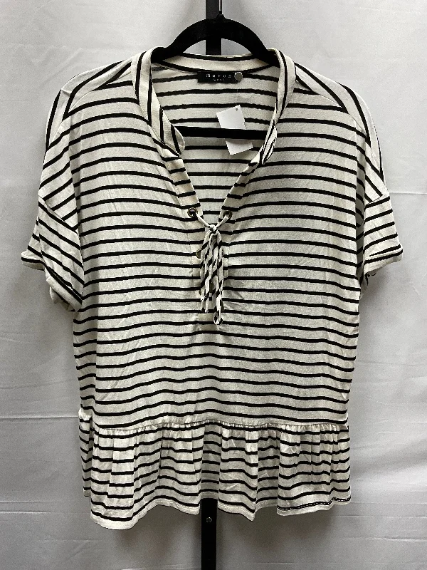 Party women's topsStriped Pattern Top Short Sleeve Clothes Mentor, Size L