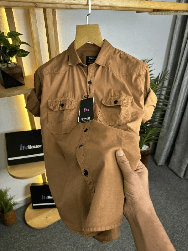 waistcoats for menDouble Pocket Denim Shirt Coffee