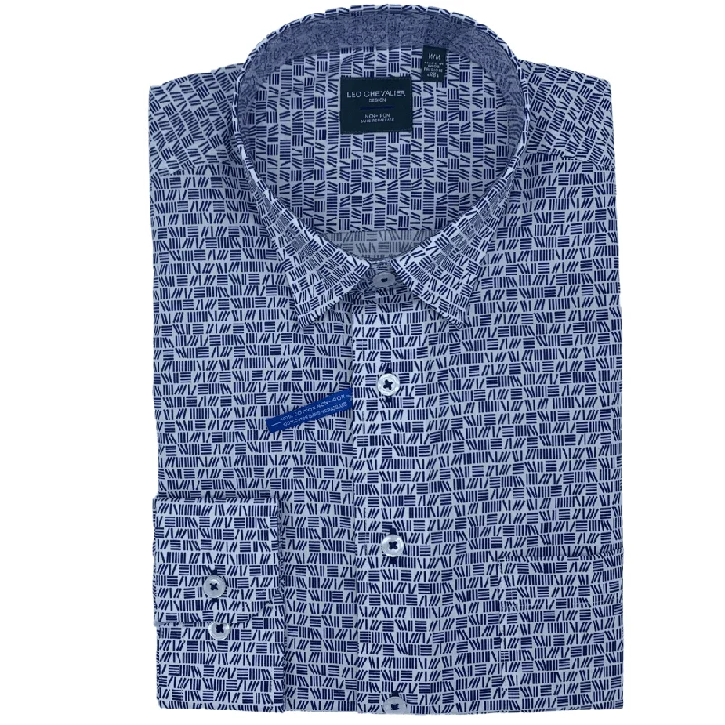 fair isle sweaters for menLeo Chevalier Long Sleeve Tall Sport Shirt - 529456/QT 1698