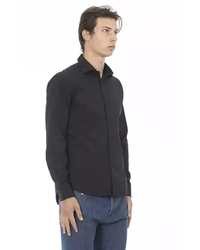 business casual tops for menBaldinini Trend Men's Black Cotton Shirt - 2XL