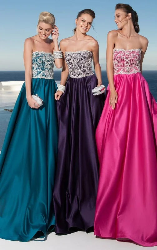 Petite dresses for womenTarik Ediz - 92657 Straight Across Lace A-line Dress