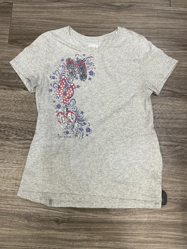 Sequined women's topsGrey Top Short Sleeve Clothes Mentor, Size M