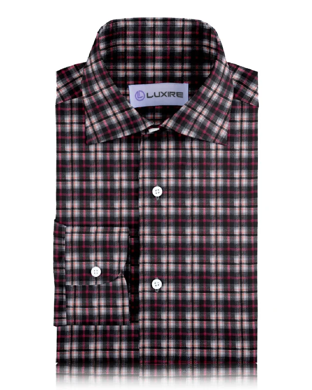 denim shirts for menPink Black White Madras Twill Flannel
