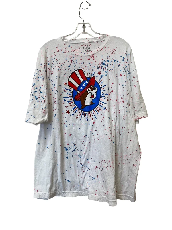 Chenille women's topsBlue & Red & White Top Short Sleeve Clothes Mentor, Size 2x
