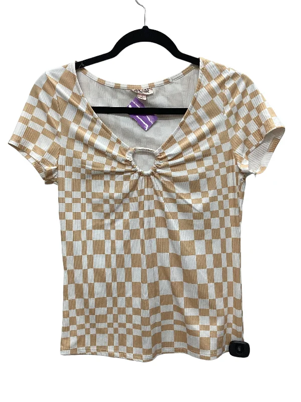 Turtleneck women's topsTan Top Short Sleeve Clothes Mentor, Size M