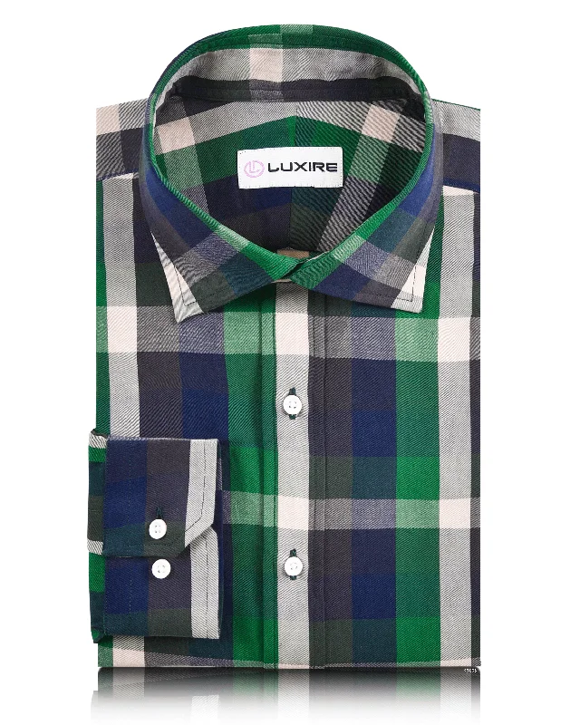 graphic tees for menTwill: Green Navy Checks