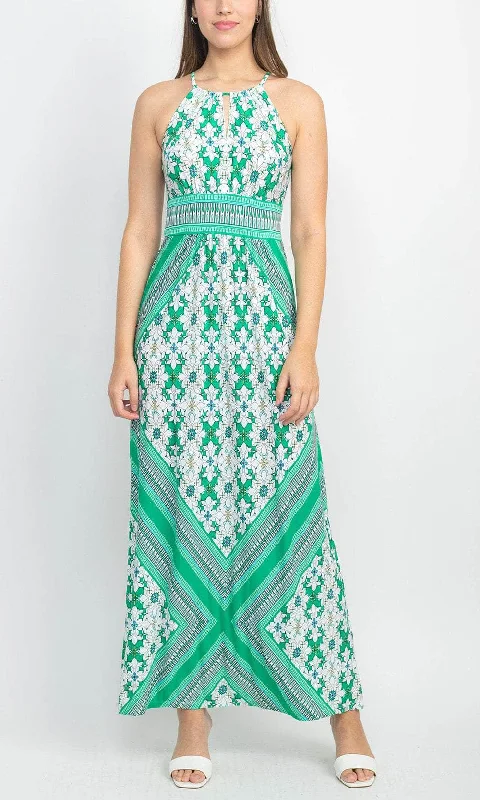 Polka dot dresses for womenLondon Times T6148M - Printed Halter Dress