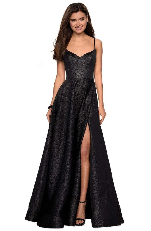 Polka dot dresses for womenLa Femme 27619 - Metallic High Slit Gown