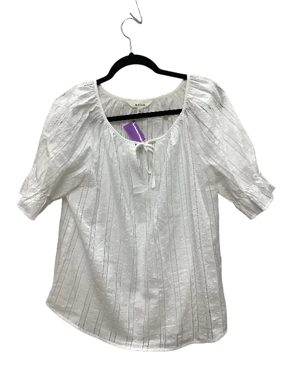 Halter neck women's topsWhite Top Short Sleeve Clothes Mentor, Size L