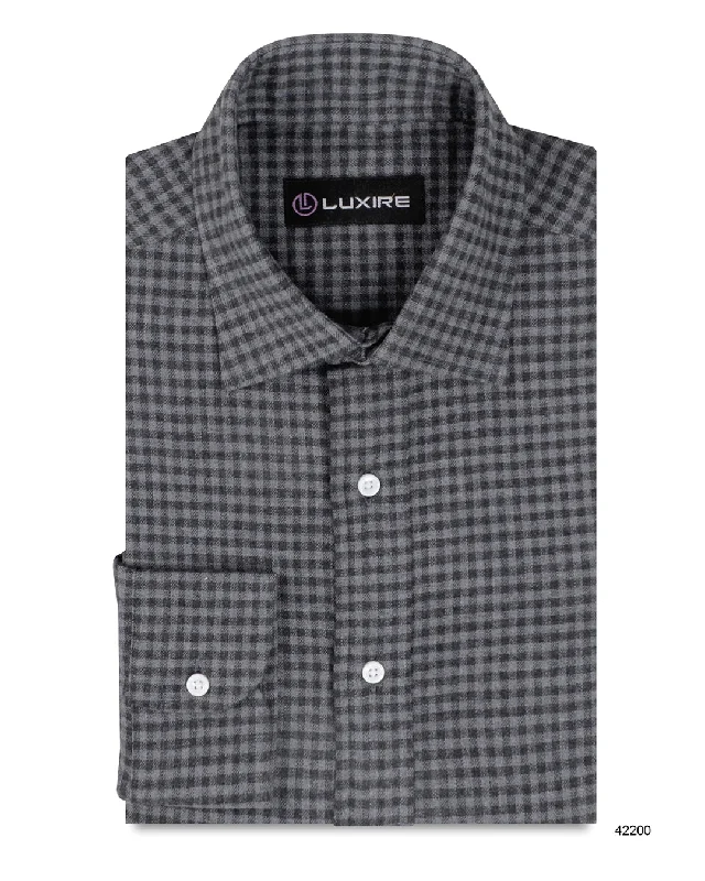pullovers for menMini Nightshadow Grey Gingham Flannel Work Shirt