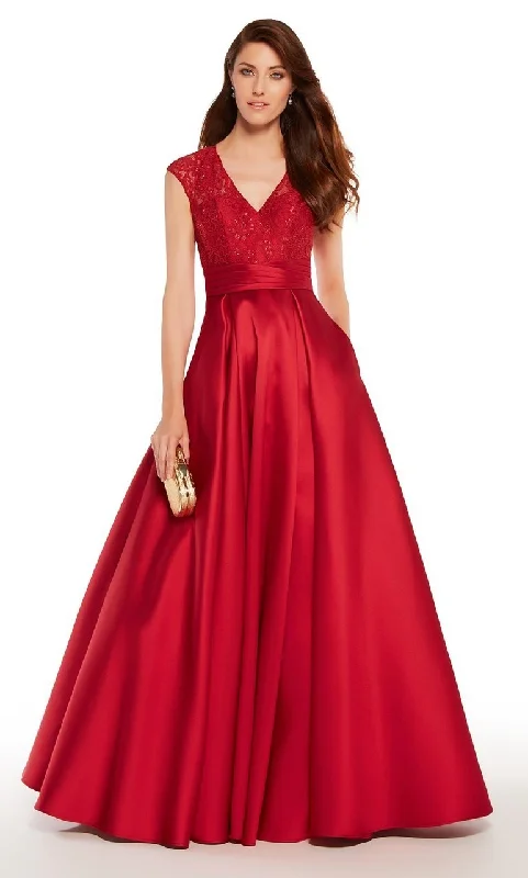 Short-sleeved dresses for womenAlyce Paris - 27278SC Cap Sleeve Lace Bodice A-Line Long Dress