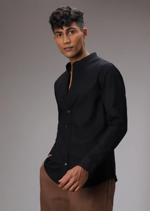 checked shirts for menMeredian Black Cotton Shirt