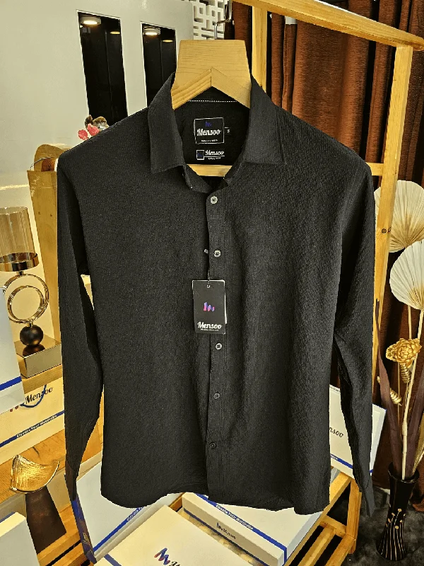 leather jackets for menEmboss Plain Imported Shirt Black