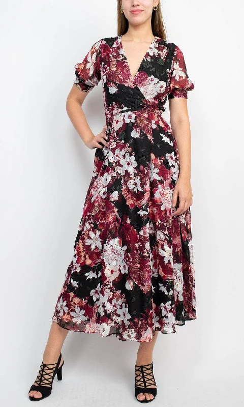 Halter dresses for womenSage Collective SU07D26 - Puffed Sleeve A-Line Casual Dress