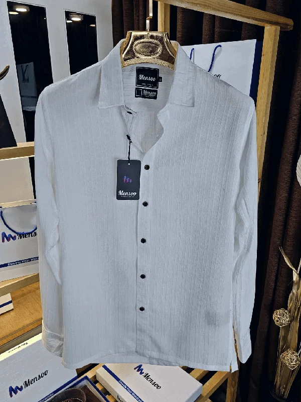 smart casual tops for menEmboss Self Lining Shirt White