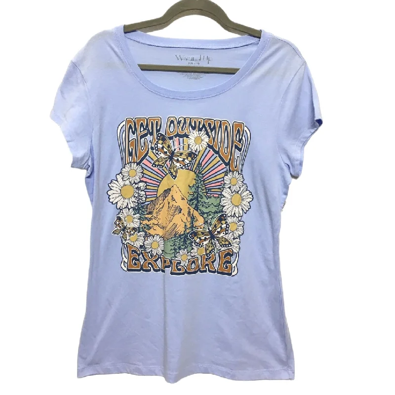 Women's casual topsBlue Top Short Sleeve Basic Clothes Mentor, Size L