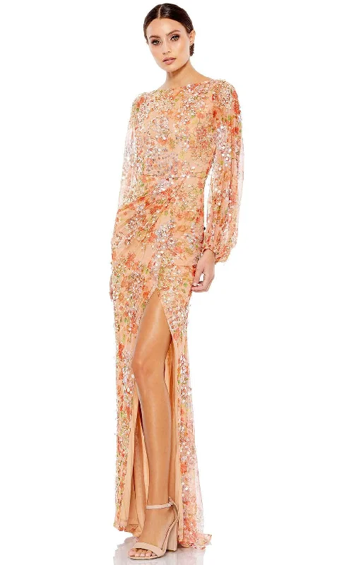 Vintage women's dressesMac Duggal 93547 - Bateau Floral Print Evening Dress