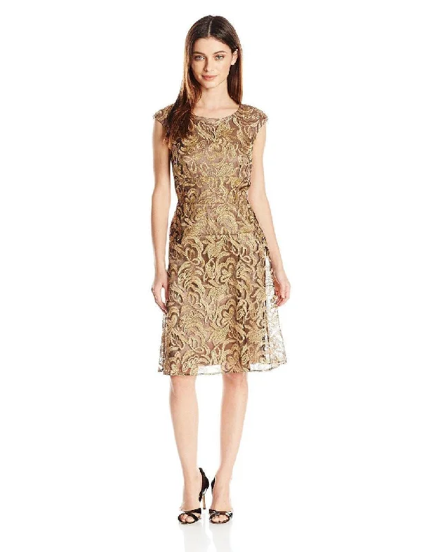 One-shoulder dresses for womenAlex Evenings - 117206SC Embroidered Bateau A-Line Cocktail Dress