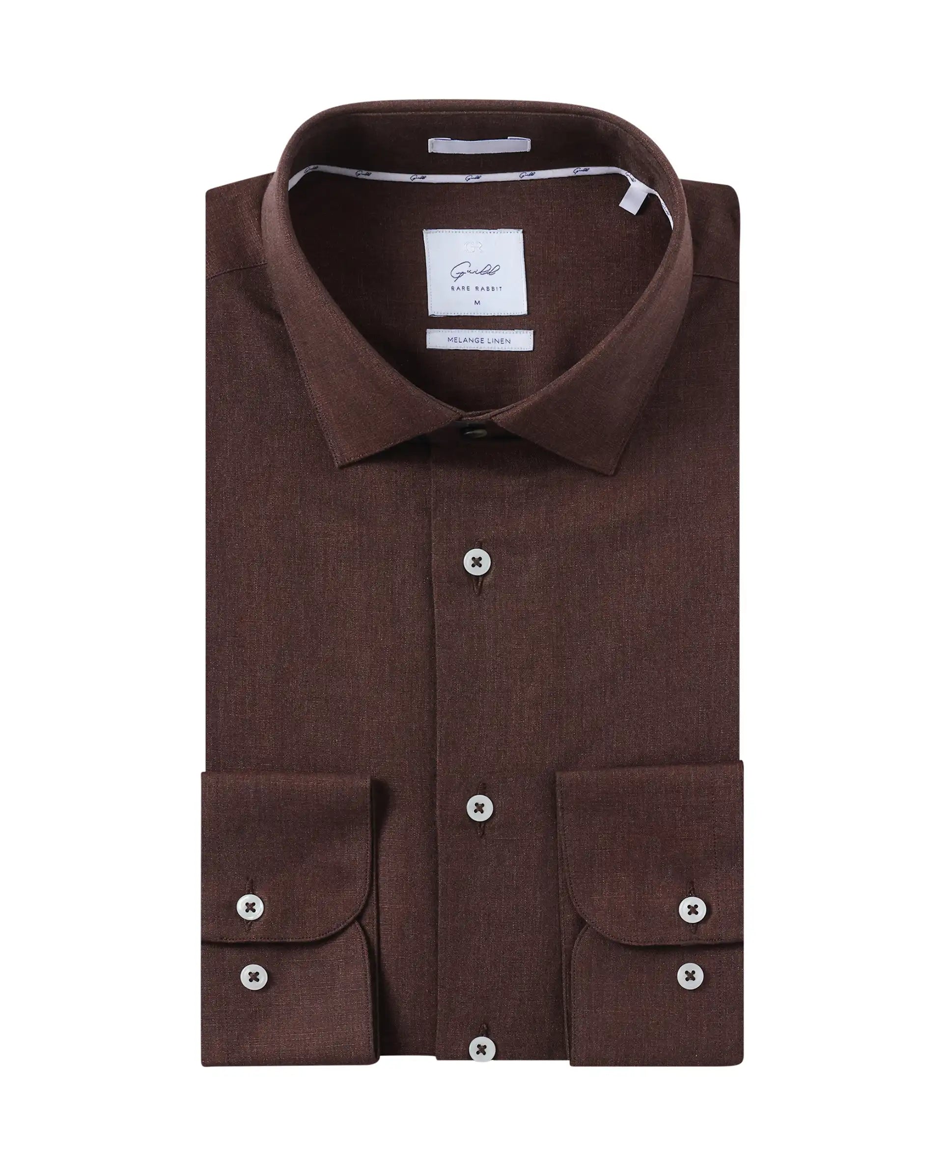 water-resistant jackets for menRare Rabbit Men Tempa Dark Brown Cotton Full Sleeve Regular Fit Textured Shirt
