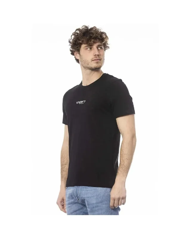button-down shirts for menUngaro Sport Men's Sleek Black Cotton Crew Neck T-Shirt - XL