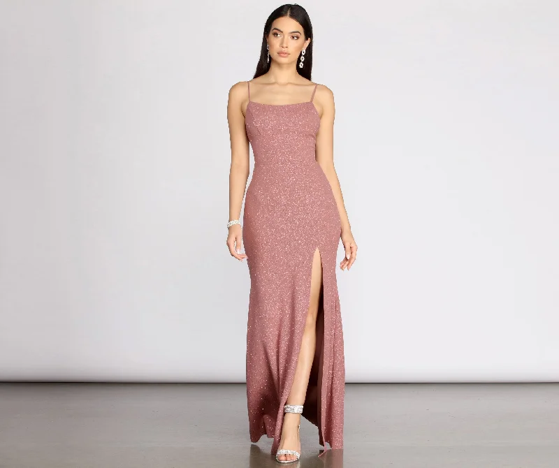 Batwing sleeve dresses for womenAracely Glitter Stylish Crepe Mermaid Dress