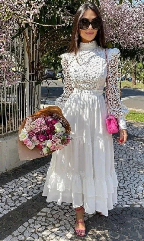 Custom-made dresses for personalized fitsA-Line White Lace Occasion Dress Homecoming Dress Y5460
