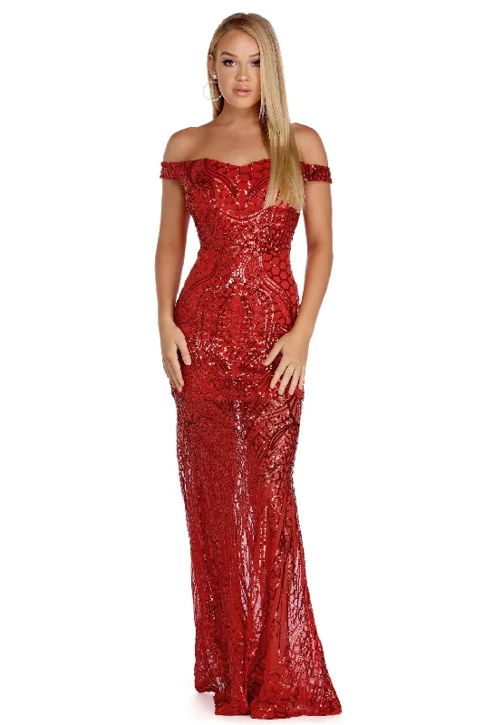 Velvet dresses for winterShayla Off The Charming Shoulder Sequin Dress