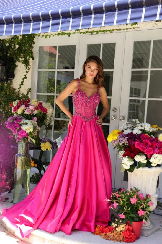 Halter dresses for womenAva Presley 29521 Size 4 Hot Pink Long Sheer Crystal Corset Pageant Dress Formal Ballgown Prom Train