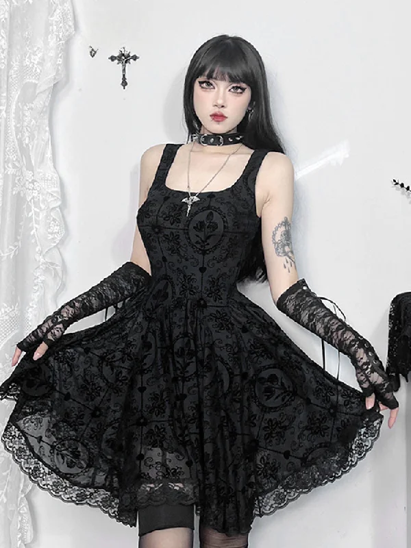 Gym wear dresses for athletic activitiesGothic Vintage Lace Patchwork Sleeveless Draped Spaghetti Strap Bodycon Cami Dress