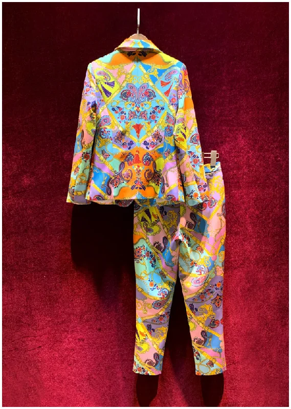 women's suit sets with single-breasted jacketsWomen two piece colorful elegant set