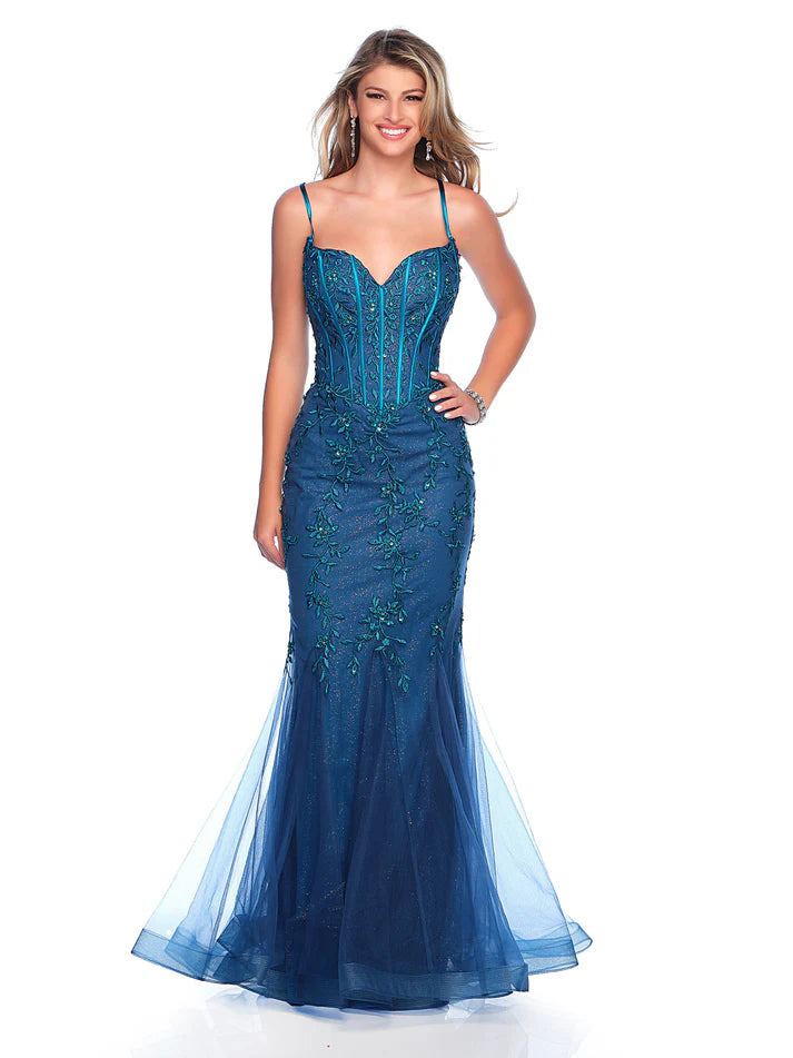 Flutter sleeve dresses for womenDave & Johnny 11511 Size 8 Peacock Shimmer Lace Mermaid Corset Prom Dress Formal Fit & Flare Gown