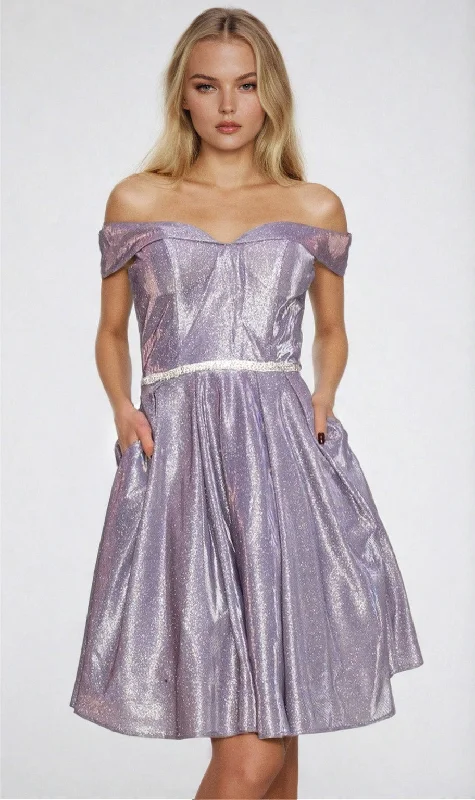 Patterned dresses for womenOff-Shoulder Short Glitter Homecoming Dress 8012J