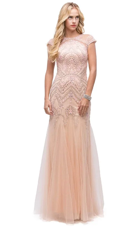 Plus-size dresses for womenDancing Queen 9734 - Cap Sleeve Trumpet Prom Gown
