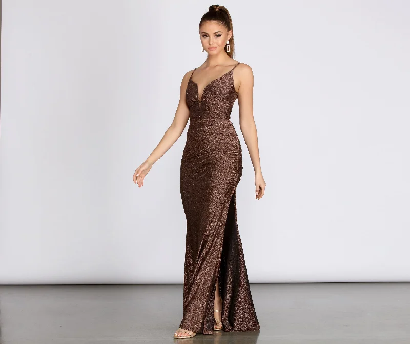 Evening gowns for formal eventsBali Lurex Deep Charming V Ruched Dress